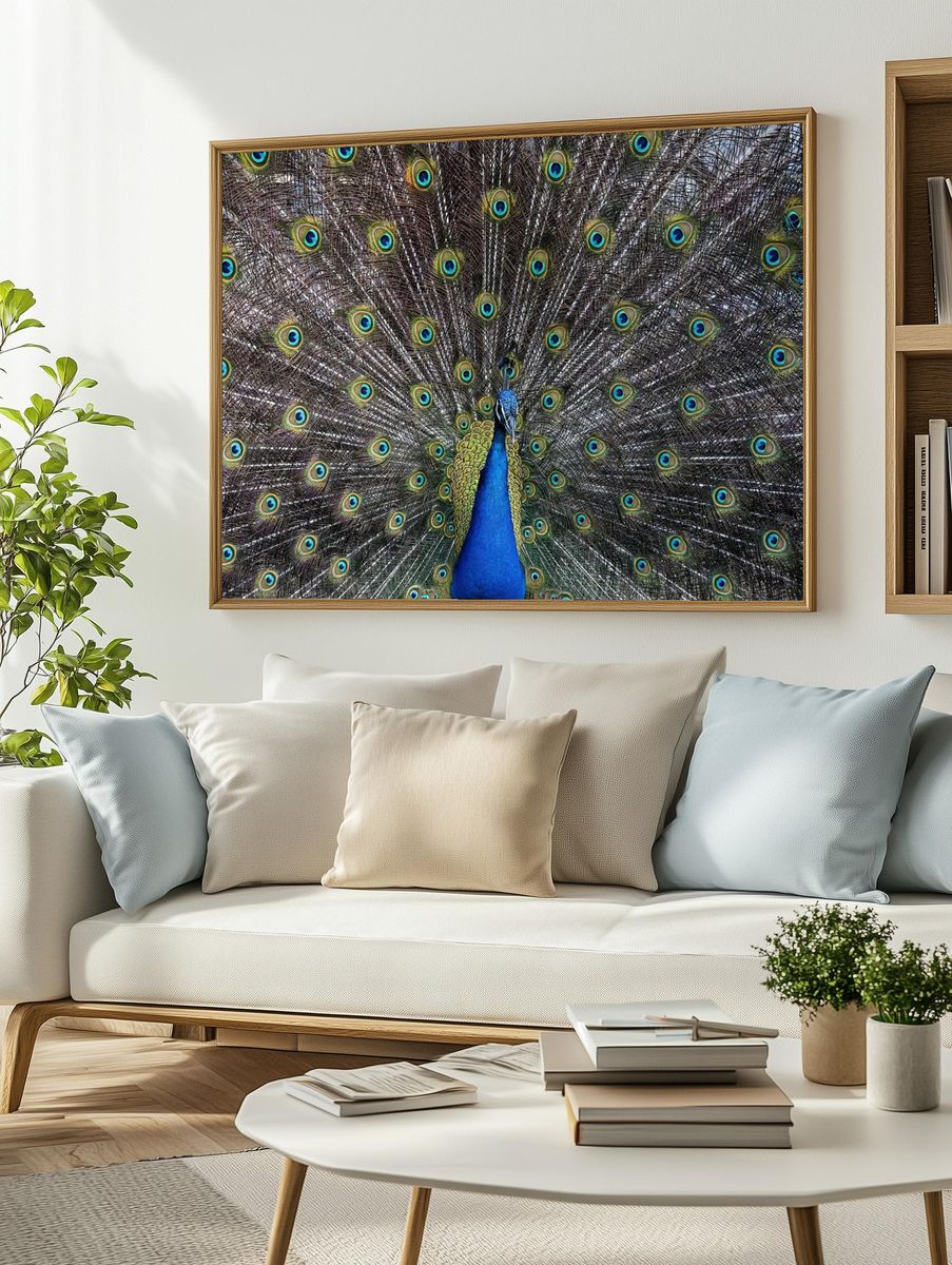 Peacock Plumage Illustration Poster. — room view 2