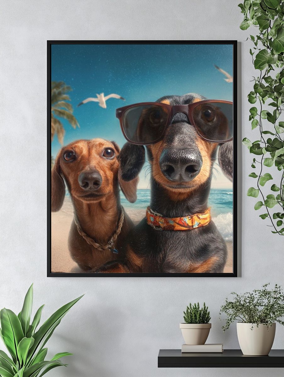 Beach Dachshunds Photography Poster. — room view 4