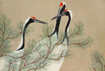 Cranes Momoyogusa–Flowers Hundred Generations (1909). poster print