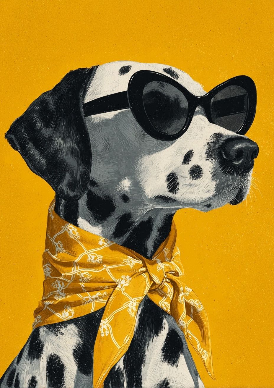 Dalmatian in Sunglasses Pop Art Poster. poster detail