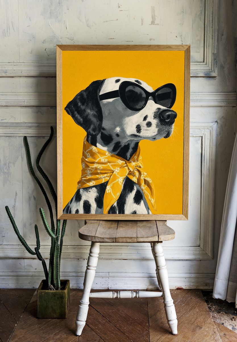 Dalmatian in Sunglasses Pop Art Poster. — room view 1