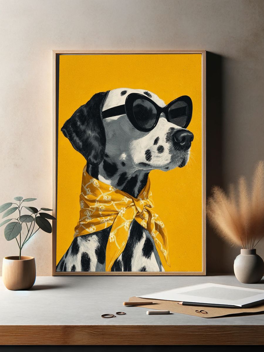 Dalmatian in Sunglasses Pop Art Poster. — room view 2