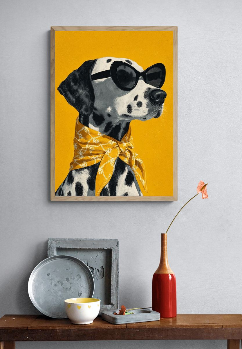 Dalmatian in Sunglasses Pop Art Poster. — room view 3