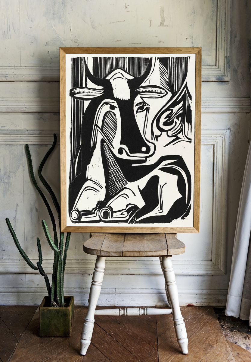Large Cow Lying (1929) print. — room view 1
