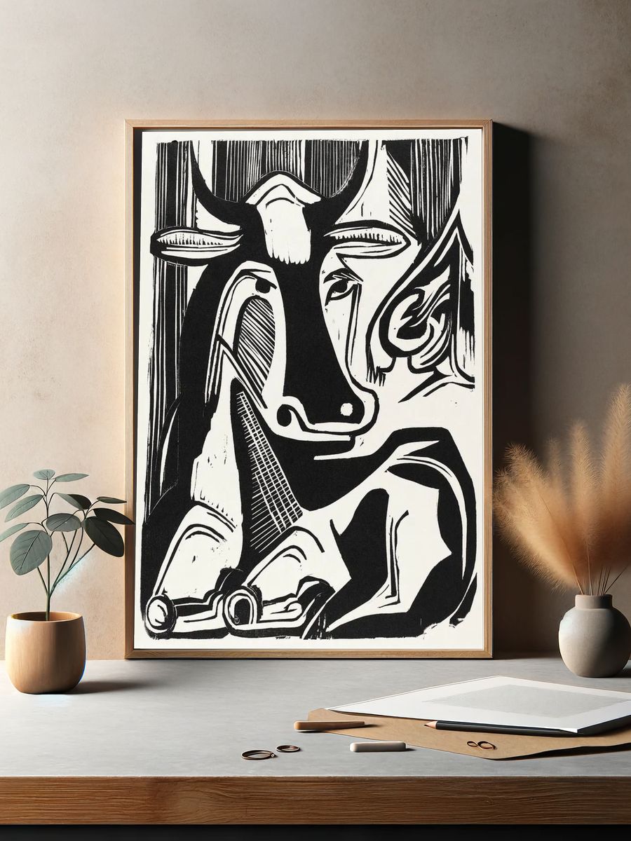 Large Cow Lying (1929) print. — room view 2