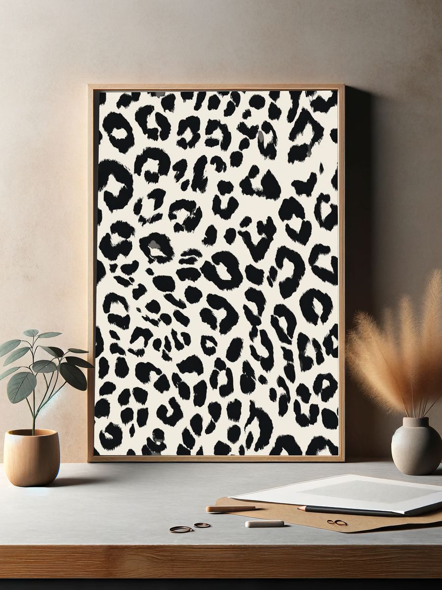 Black Leopard Print Poster. — room view 2