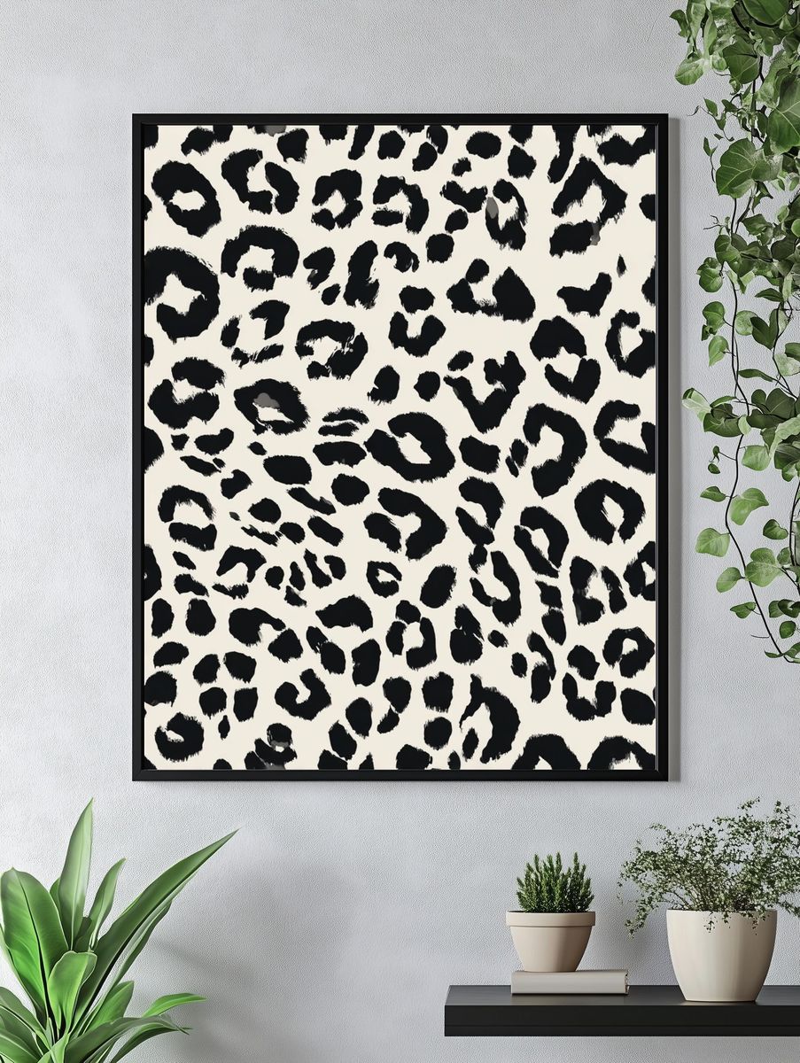 Black Leopard Print Poster. — room view 4