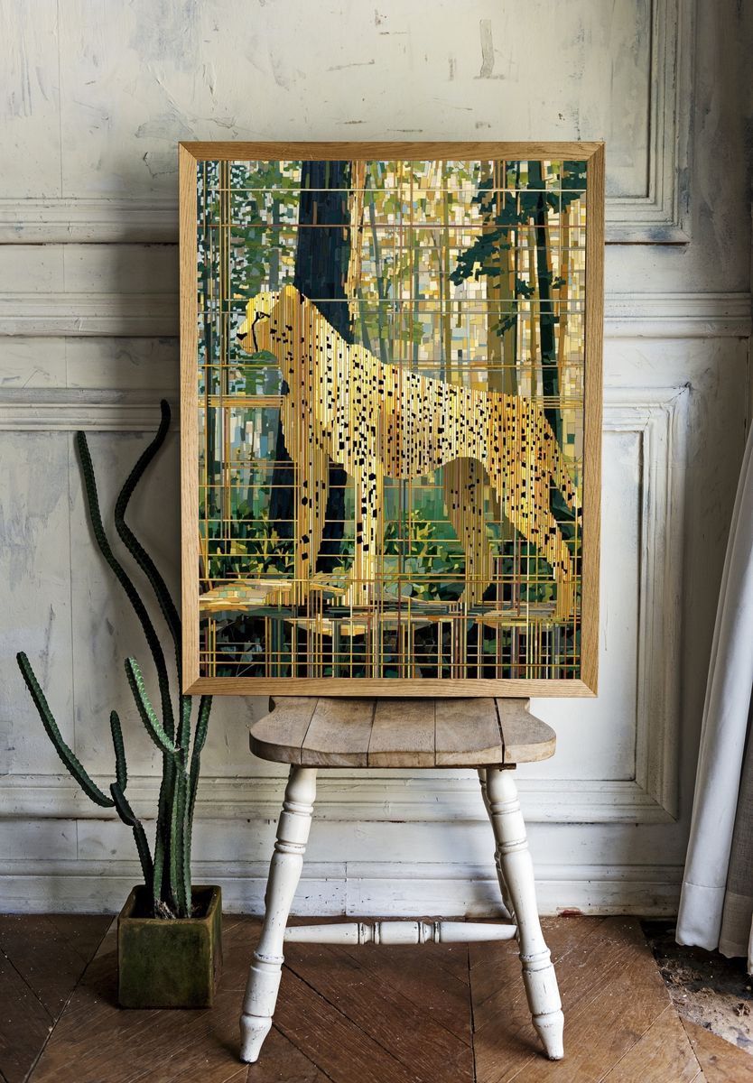 Cheetah in Forest Illustration Poster. — room view 1