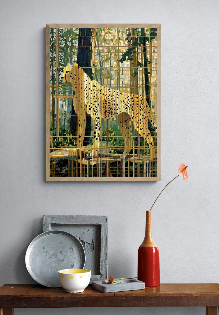 Cheetah in Forest Illustration Poster. — room view 3