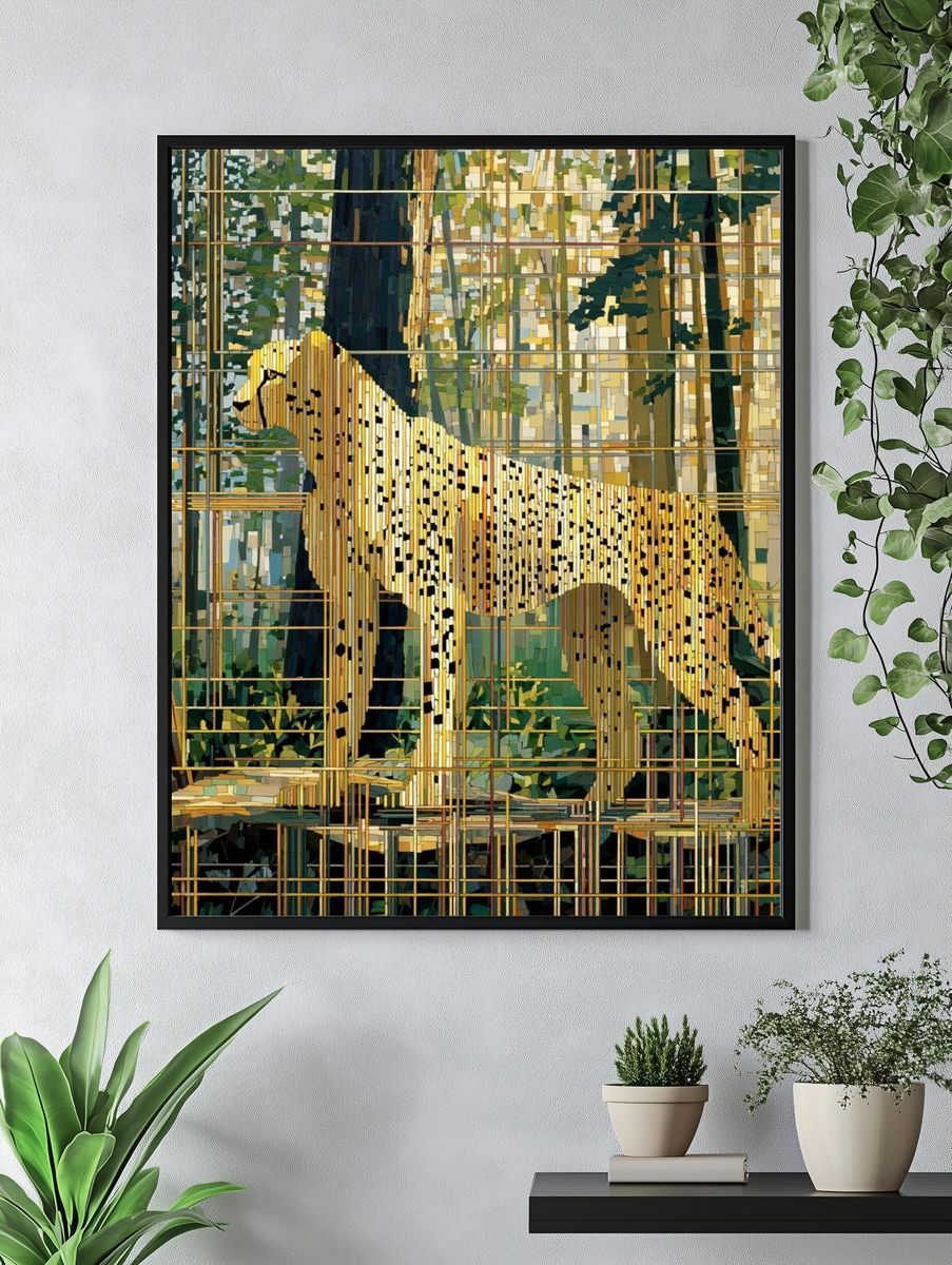 Cheetah in Forest Illustration Poster. — room view 4