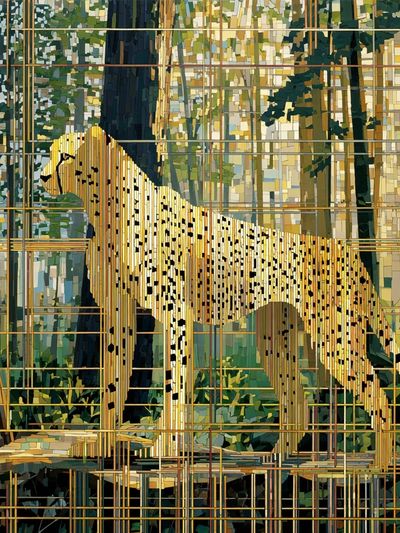 Cheetah in Forest Illustration Poster. poster
