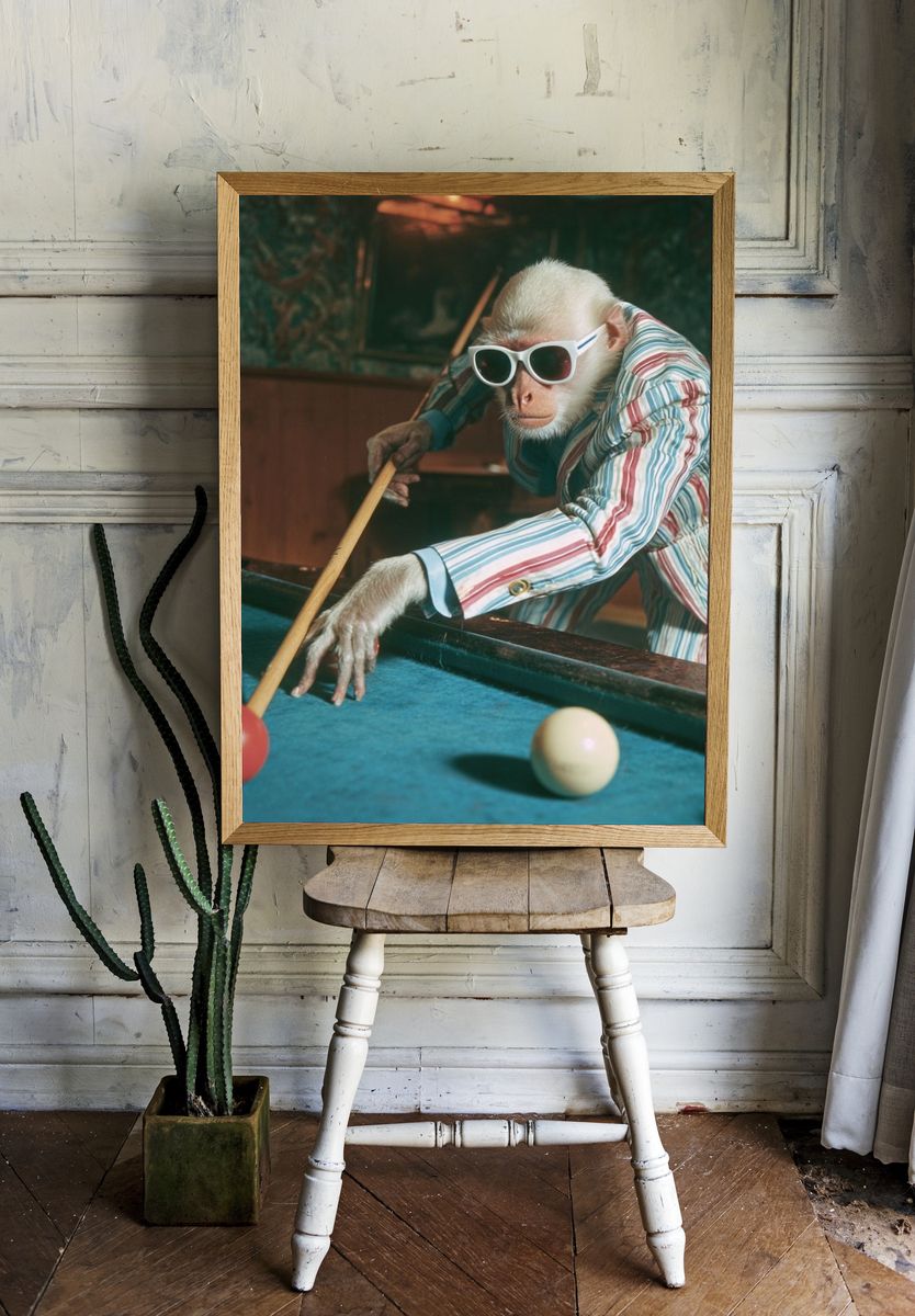 Cool Monkey Pool Hall Poster. — room view 1