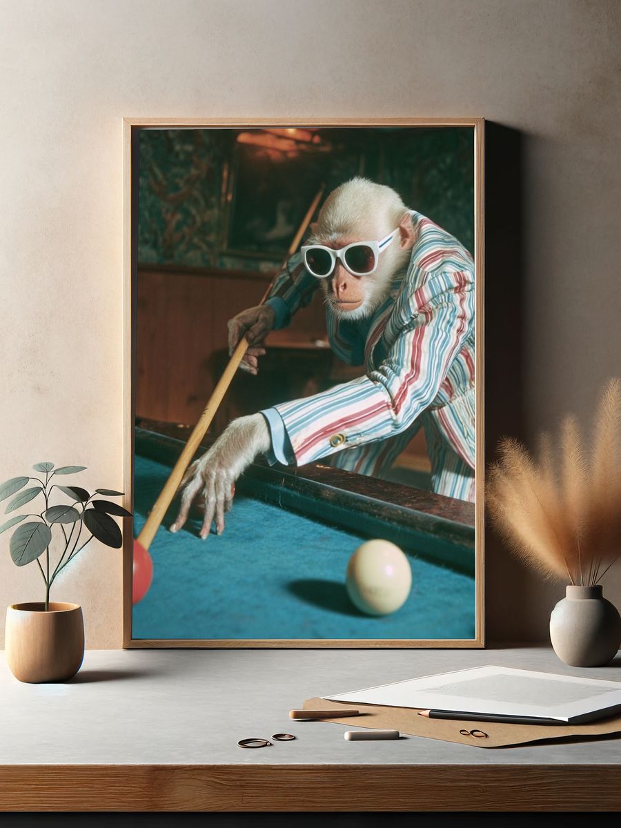 Cool Monkey Pool Hall Poster. — room view 2