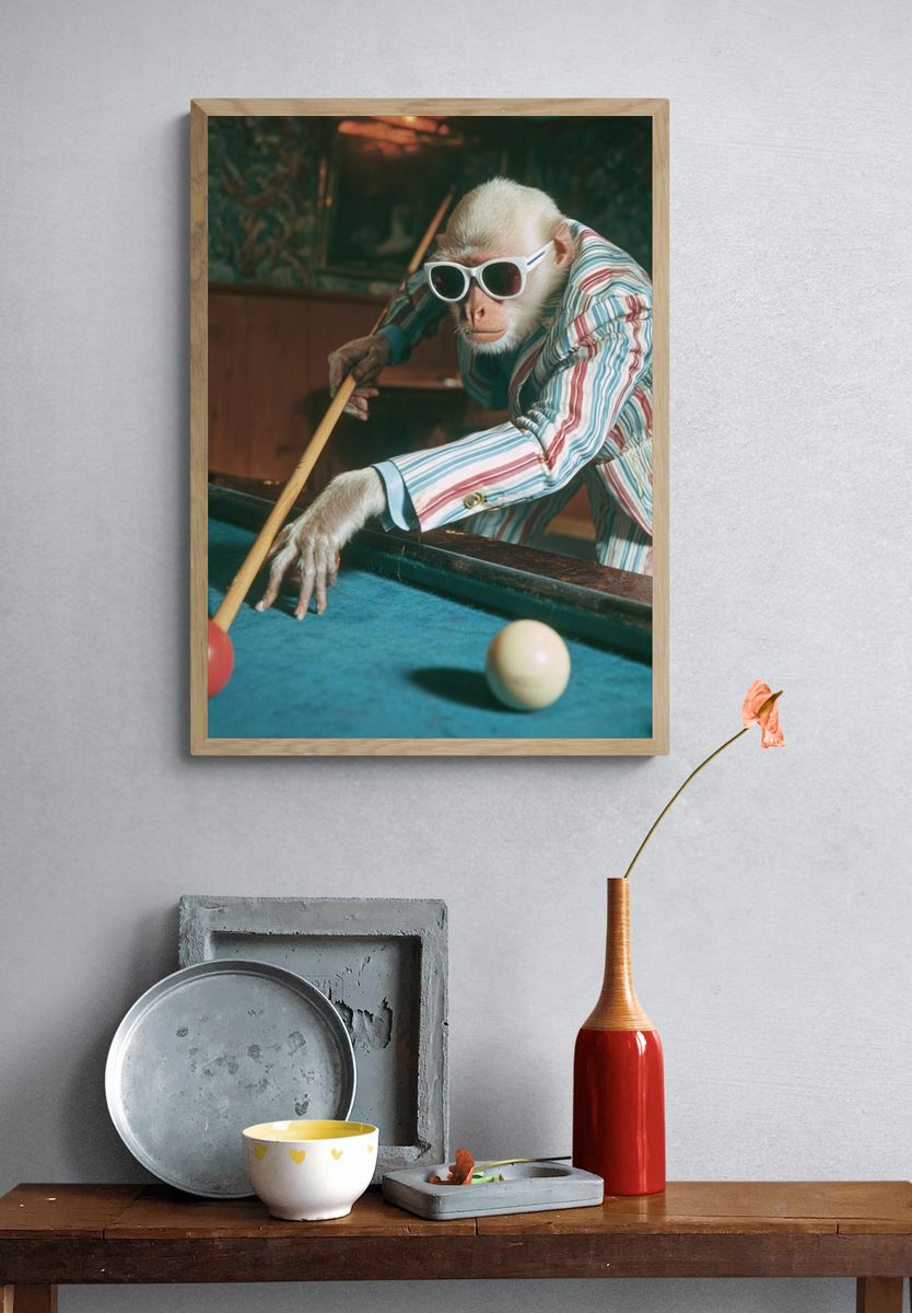 Cool Monkey Pool Hall Poster. — room view 3