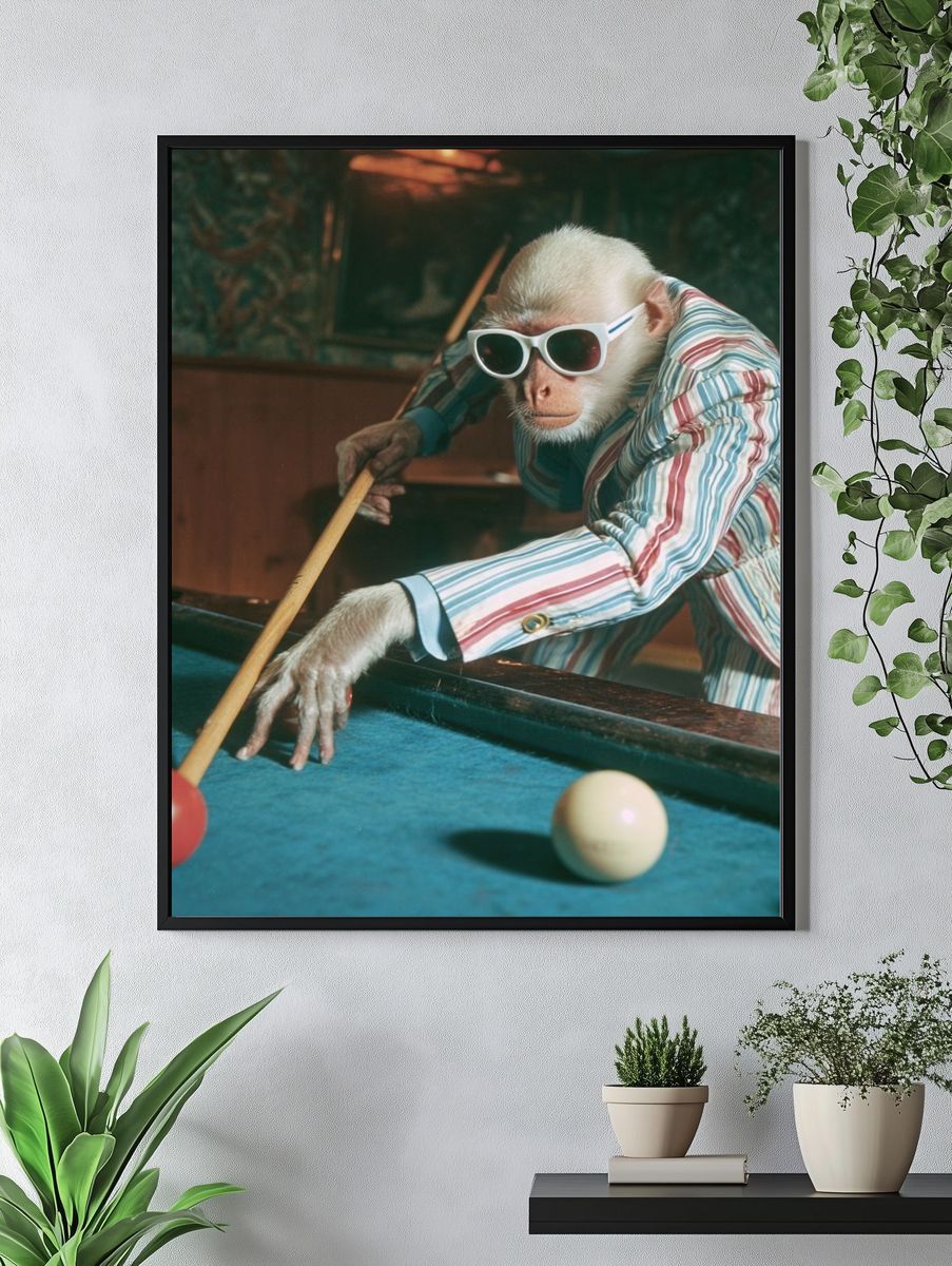 Cool Monkey Pool Hall Poster. — room view 4