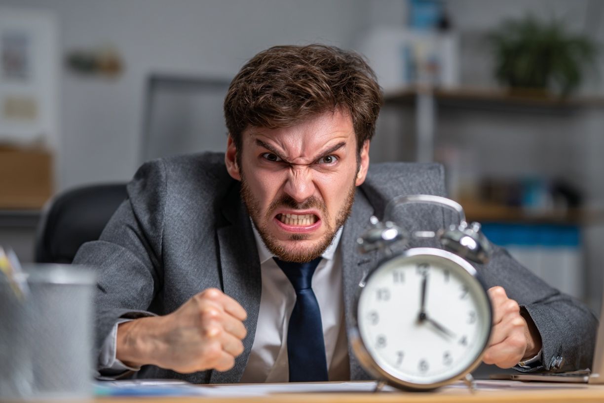 Angry Office Worker Photography Poster. poster detail