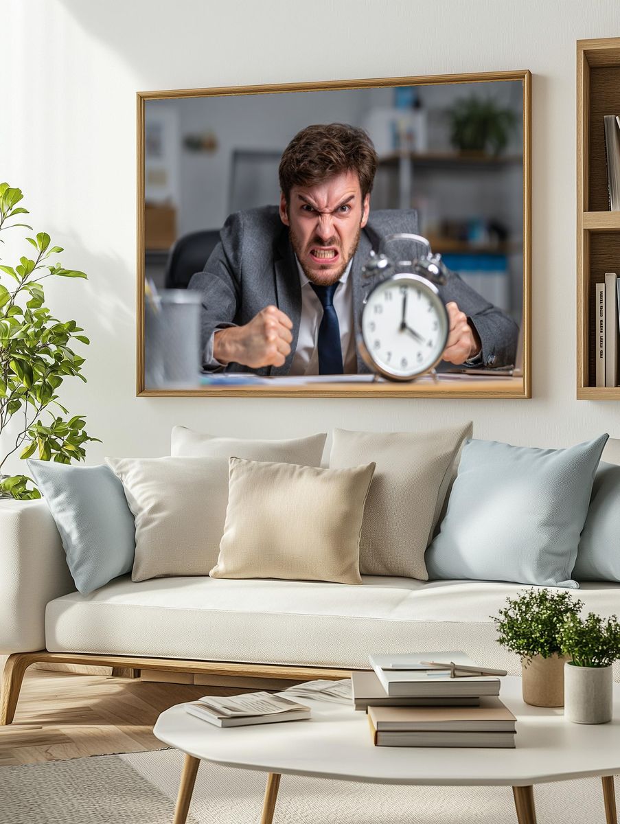 Angry Office Worker Photography Poster. — room view 2
