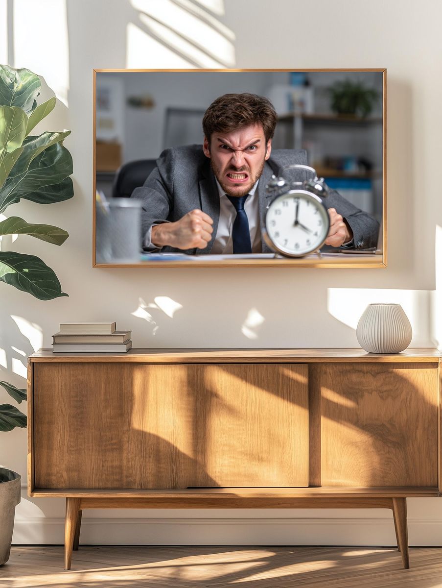 Angry Office Worker Photography Poster. — room view 3