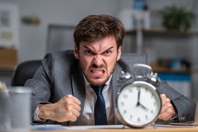 Angry Office Worker Photography Poster. poster