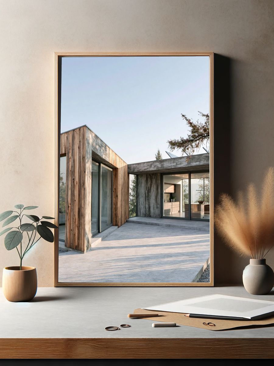 Modern Concrete House Photography Poster. — room view 2