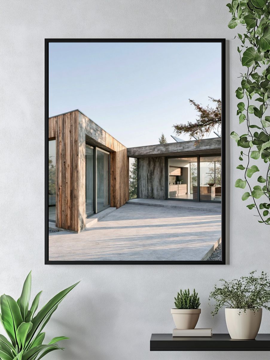 Modern Concrete House Photography Poster. — room view 4