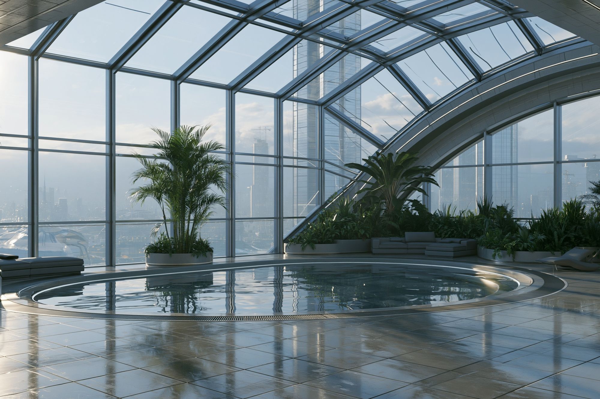 Skyline Indoor Pool Architecture Print. poster — architecture art