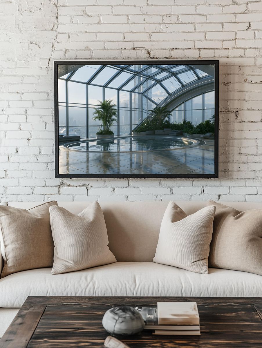 Skyline Indoor Pool Architecture Print. — room view 1