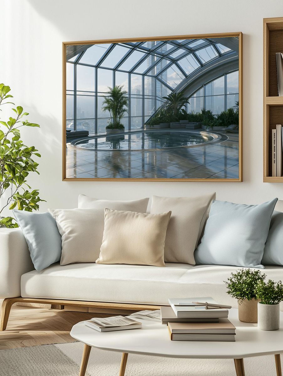 Skyline Indoor Pool Architecture Print. — room view 2