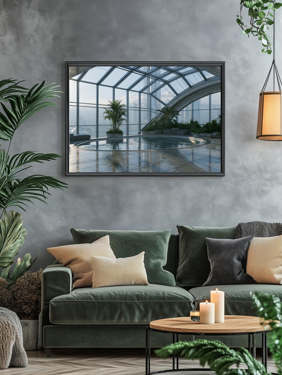 Skyline Indoor Pool Architecture Print. — room view 4