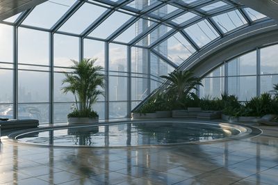 Skyline Indoor Pool Architecture Print.