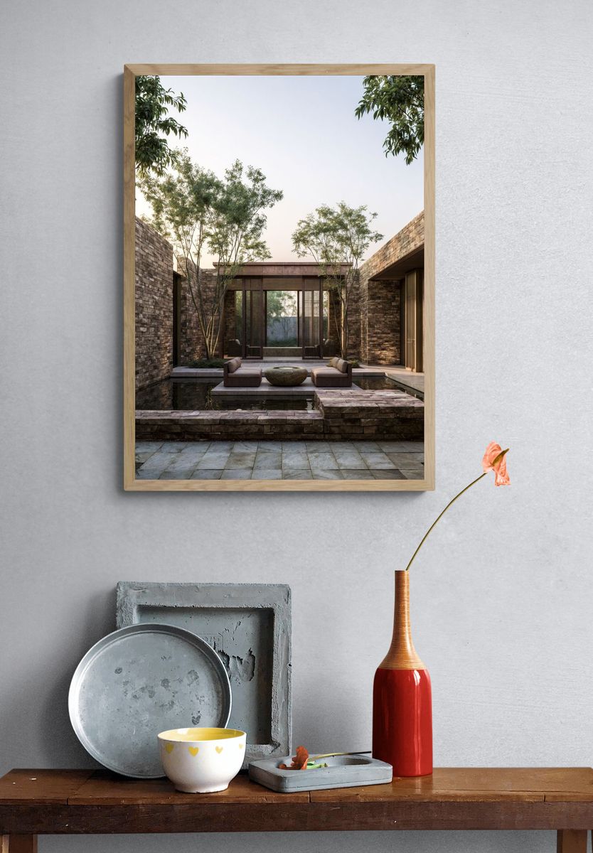 Modern Courtyard Architecture Print. — room view 3