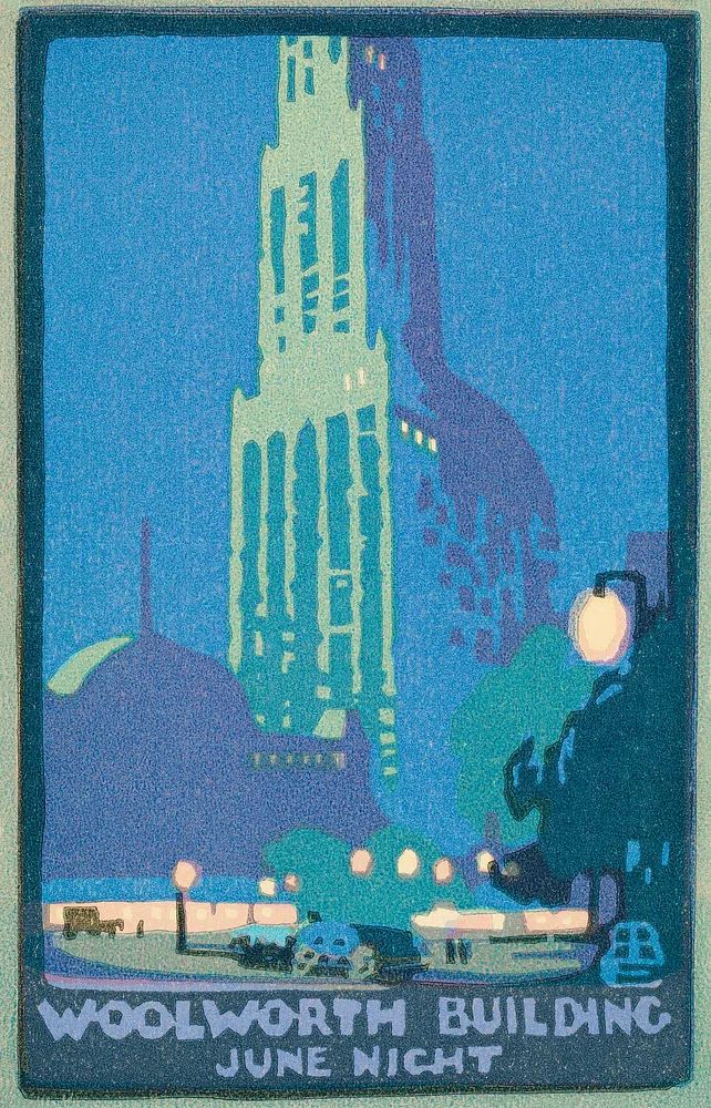 Woolworth Building June Night (1916). poster — architecture art