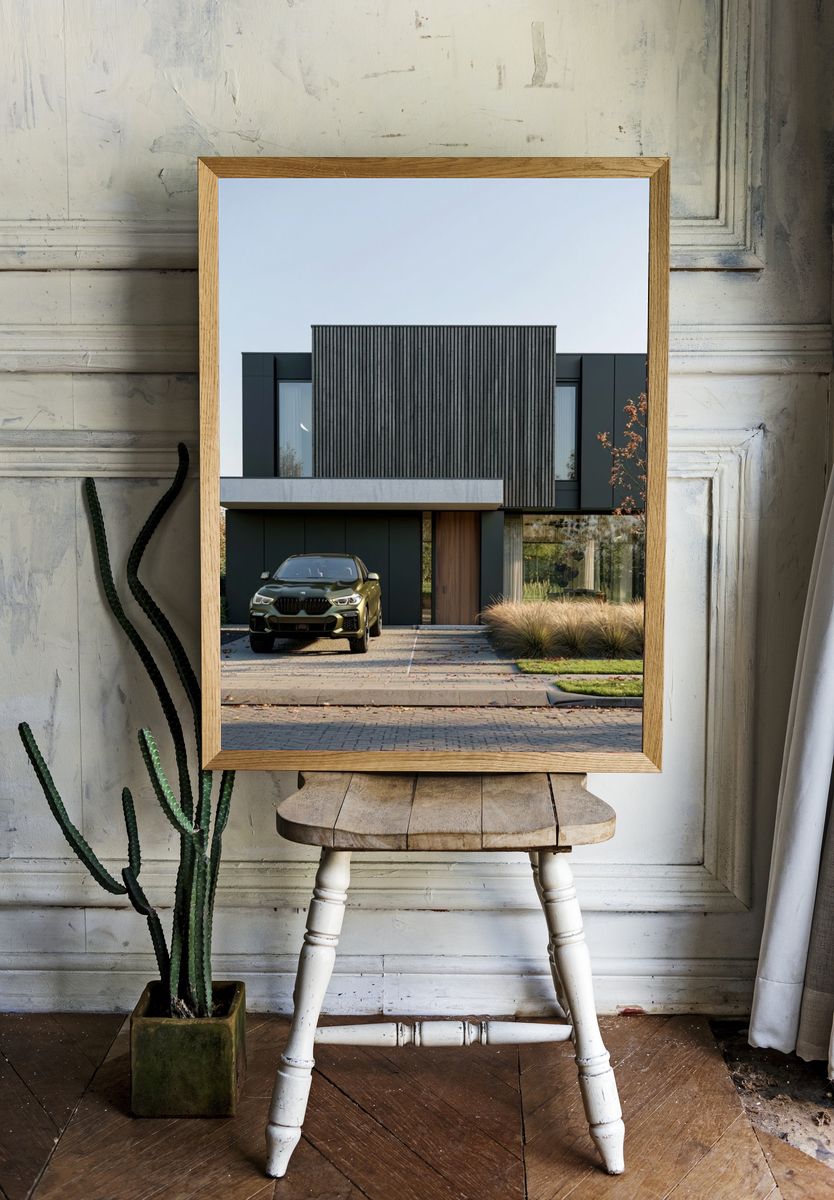 Modern House with SUV Photography Poster. room preview