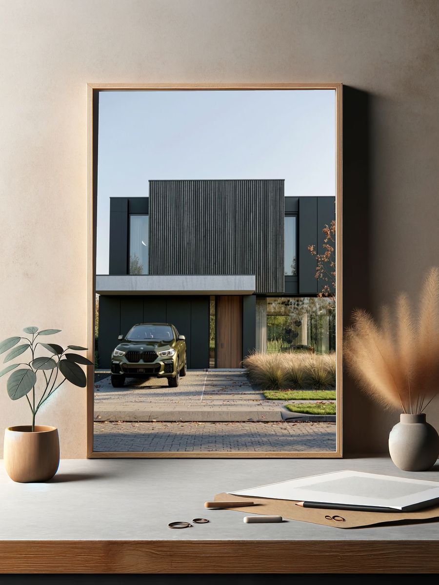 Modern House with SUV Photography Poster. — room view 2