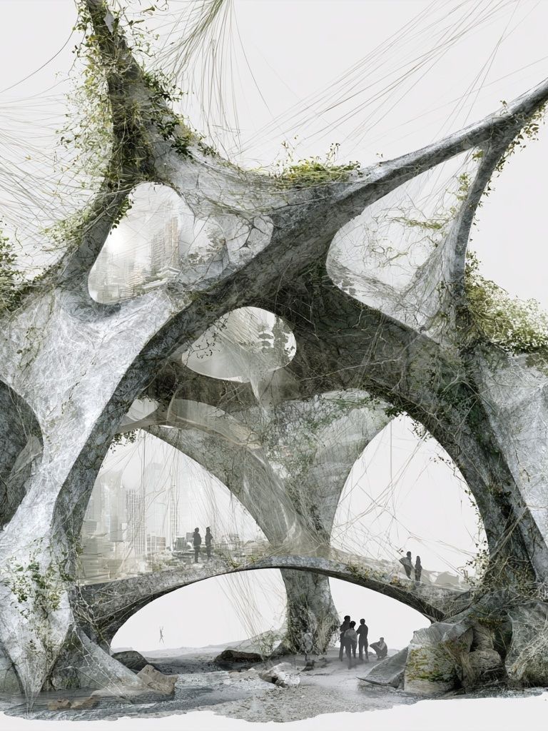 Futuristic Webbed Structure Architecture Poster. poster — architecture art