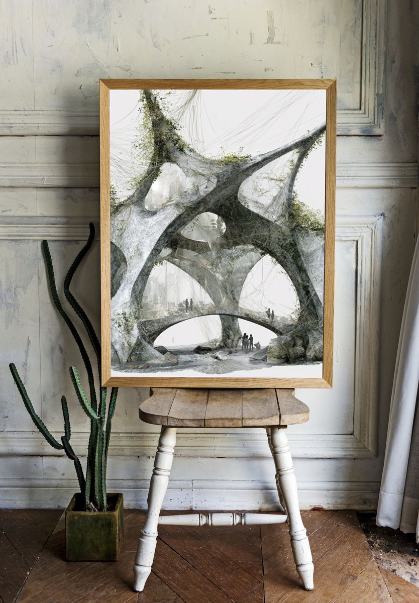 Futuristic Webbed Structure Architecture Poster. room preview