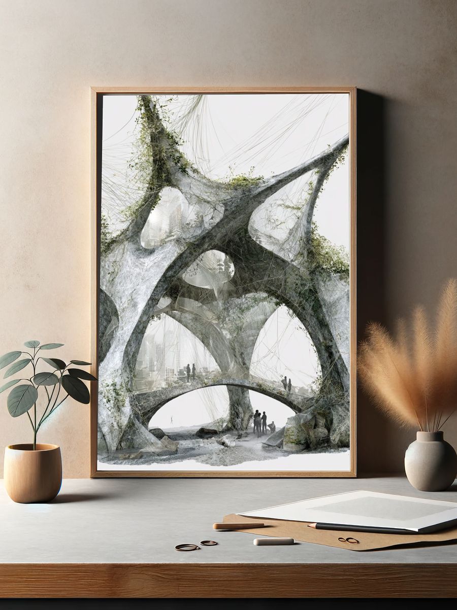 Futuristic Webbed Structure Architecture Poster. — room view 2