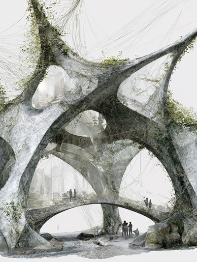 Futuristic Webbed Structure Architecture Poster.