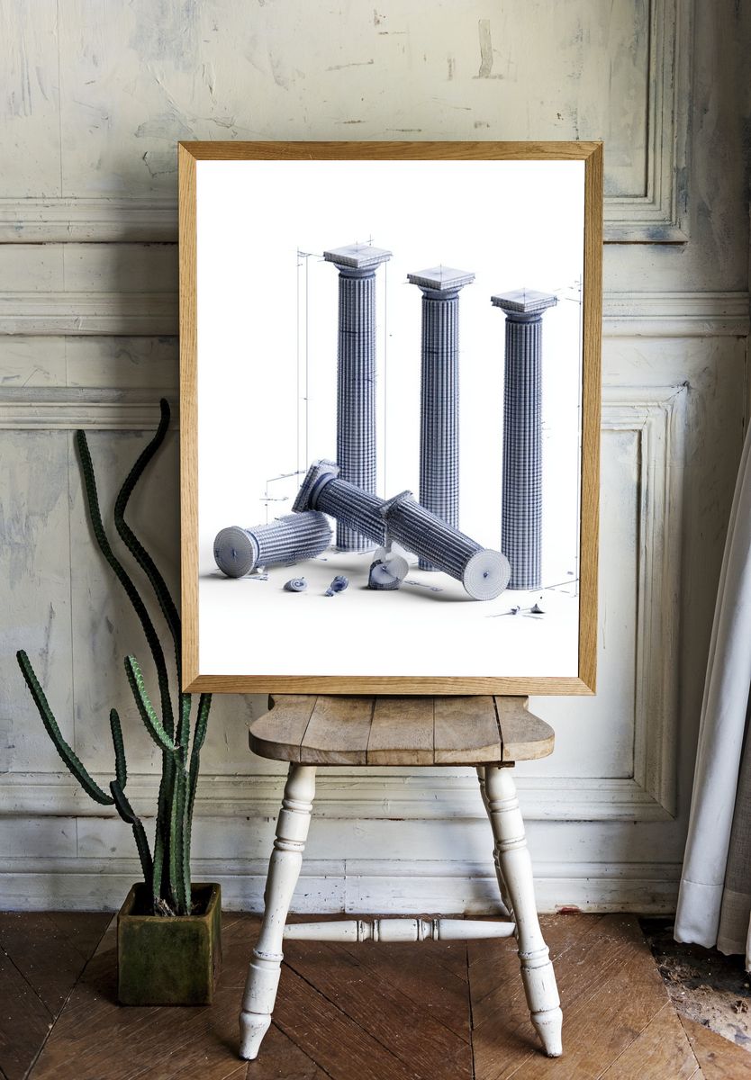 Classical Columns Blueprint Print. — room view 1