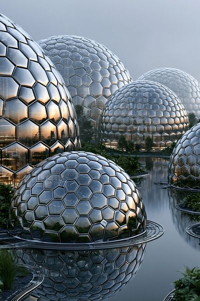 Futuristic Geodesic Domes Architecture Print. poster