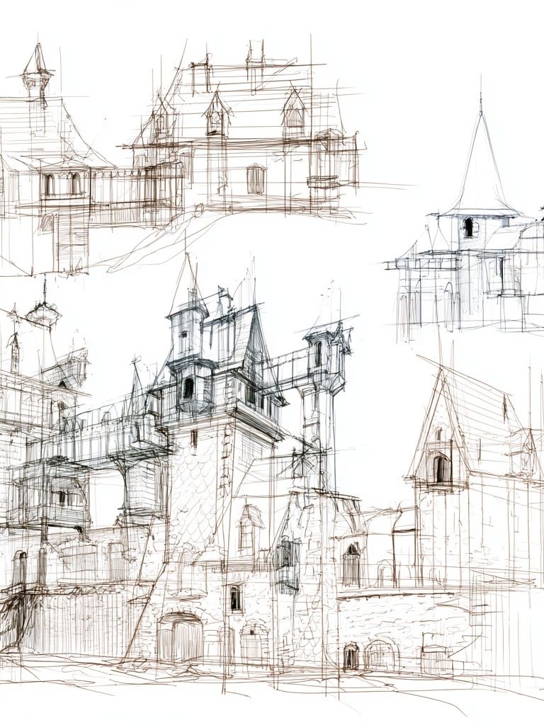 Castle Sketch Architecture Print. poster — architecture art