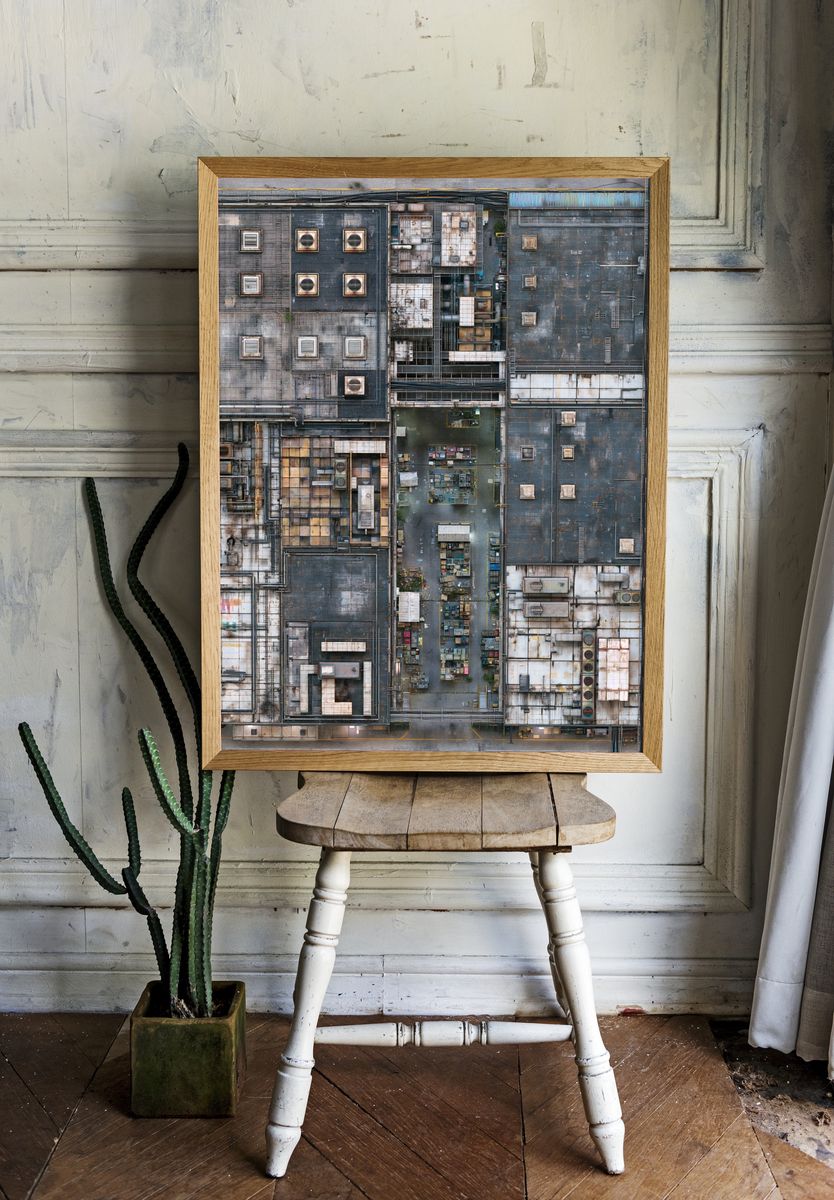 Industrial Rooftop Grid Architecture Print. room preview