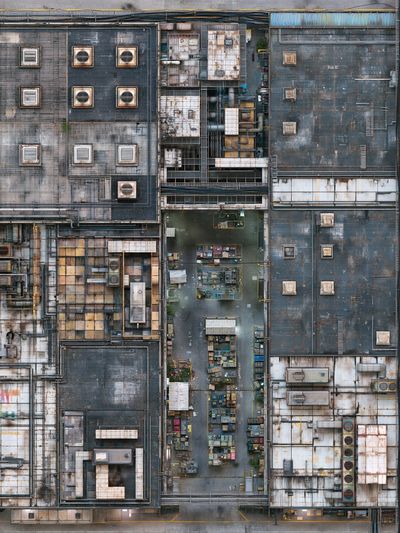 Industrial Rooftop Grid Architecture Print.