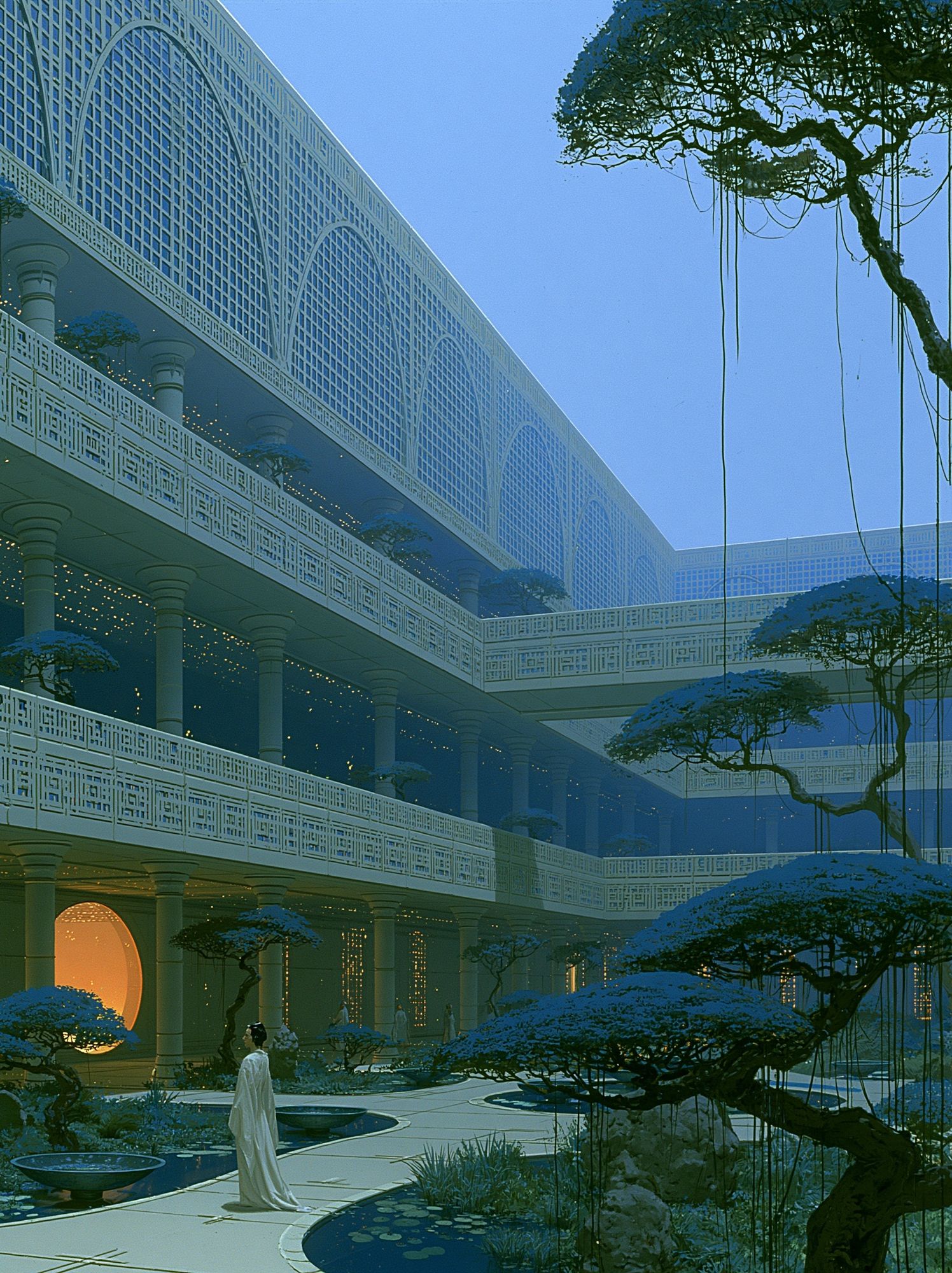 Futuristic Courtyard Architecture Print. poster — architecture art