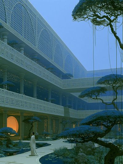 Futuristic Courtyard Architecture Print.