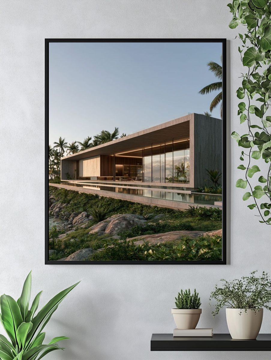 Tropical Coastal Villa Architecture Print. — room view 4