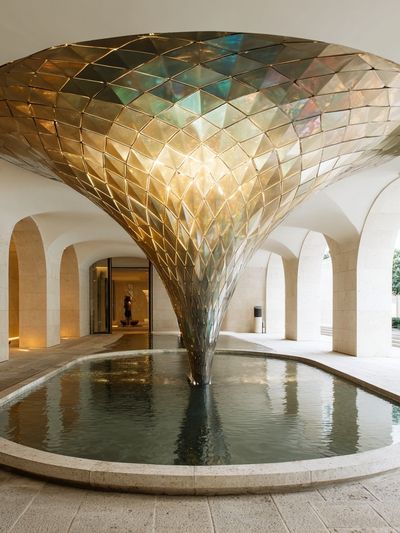 Golden Architectural Fountain Print.