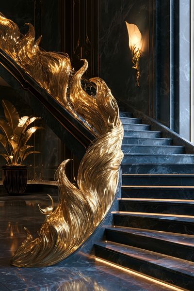 Golden Staircase Sculpture Print.