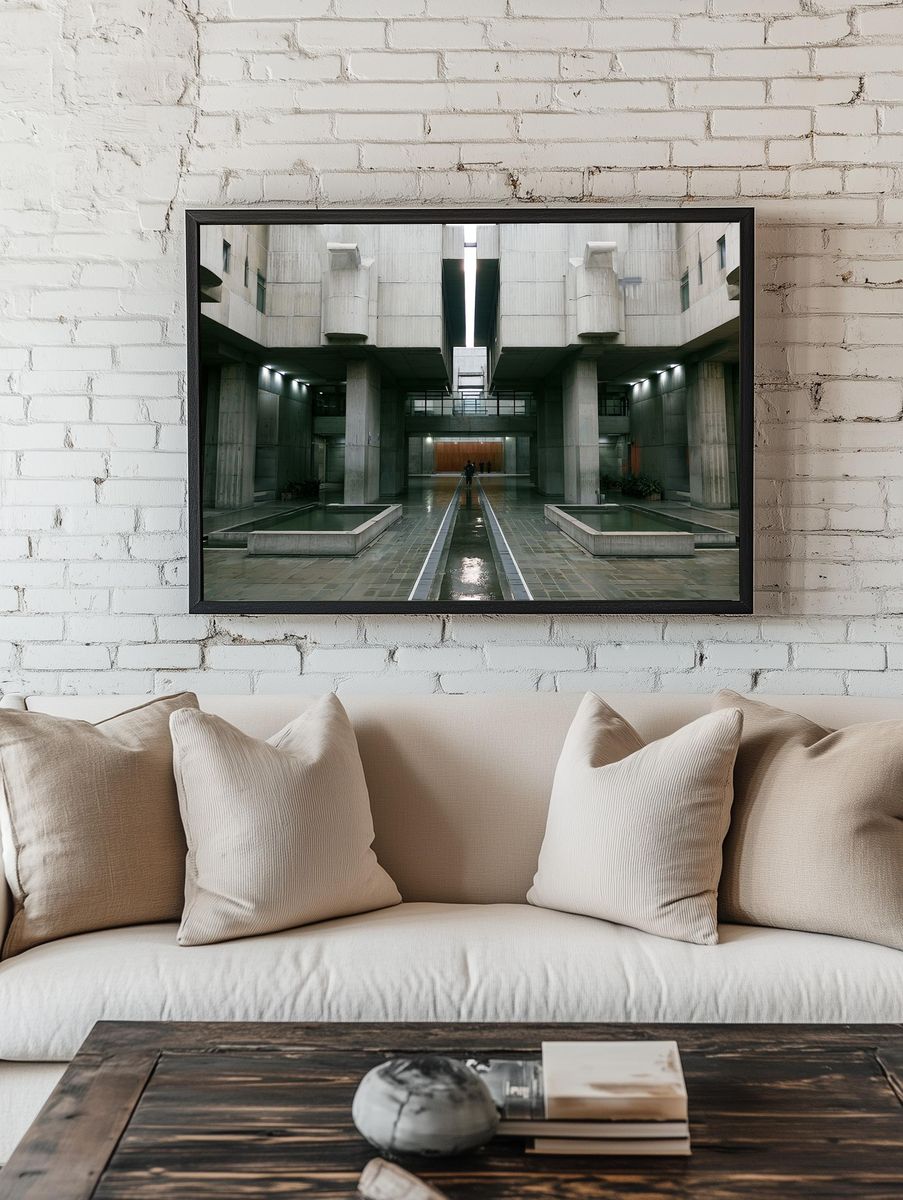 Brutalist Courtyard Architecture Poster. — room view 1