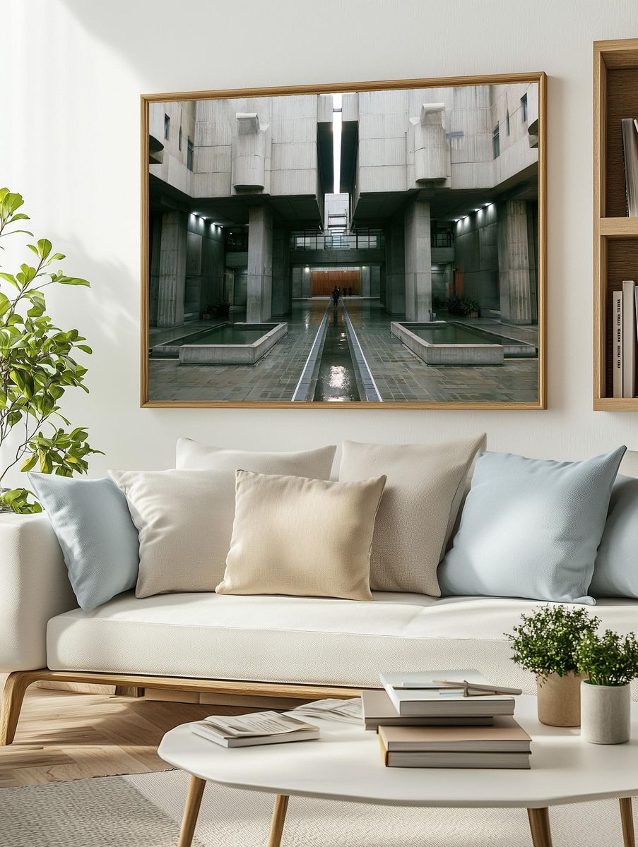 Brutalist Courtyard Architecture Poster. — room view 2